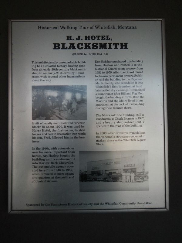 H.J. Hotel, Blacksmith Marker image. Click for full size.