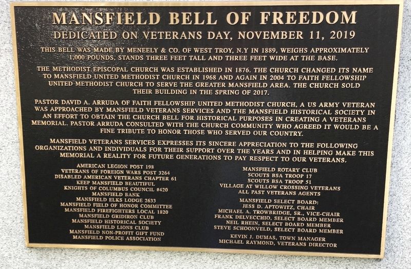 Mansfield Bell of Freedom Marker image. Click for full size.