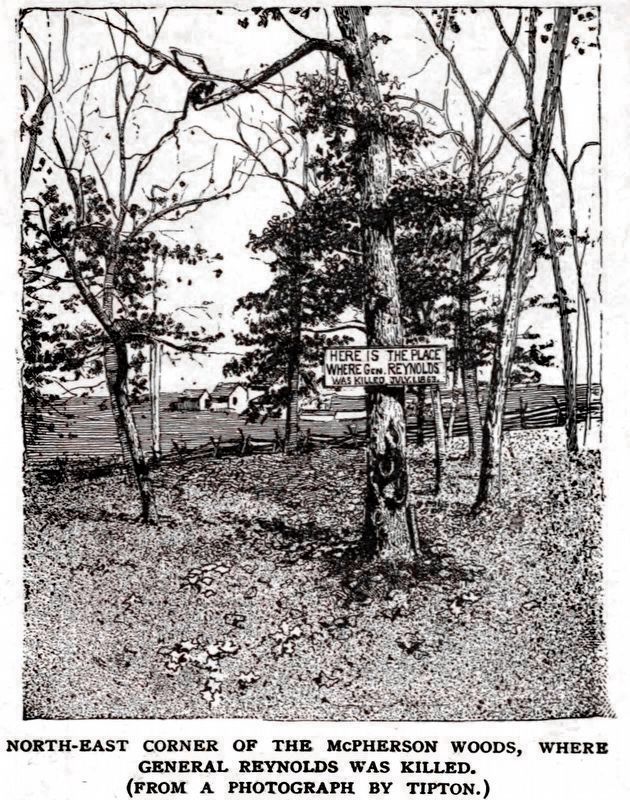 Here is the Place<br>Where Gen. Reynolds Was Killed,<br>July 1, 1863. image. Click for full size.
