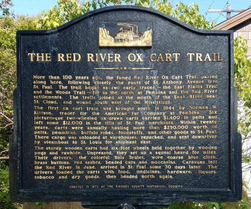 The Red River Ox Cart Trail Marker image. Click for full size.
