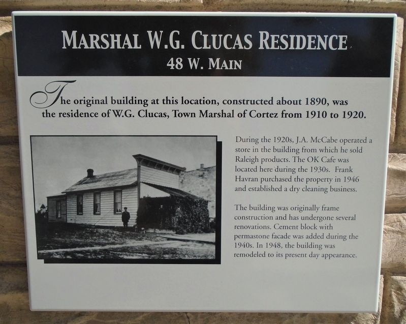 Marshal W.G. Clucas Residence Marker image. Click for full size.