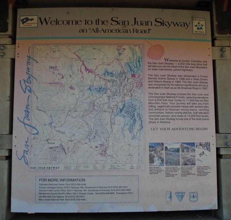 Welcome to the San Juan Skyway Marker image. Click for full size.