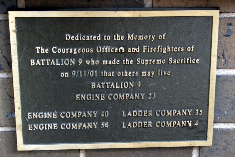 Battalion 9 9/11 Memorial plaque image. Click for full size.