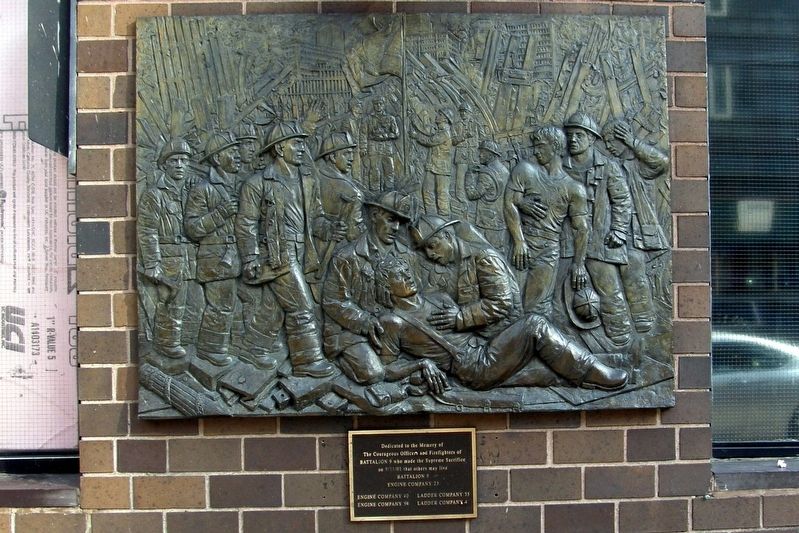 Battalion 9 9/11 Memorial bronze image. Click for full size.