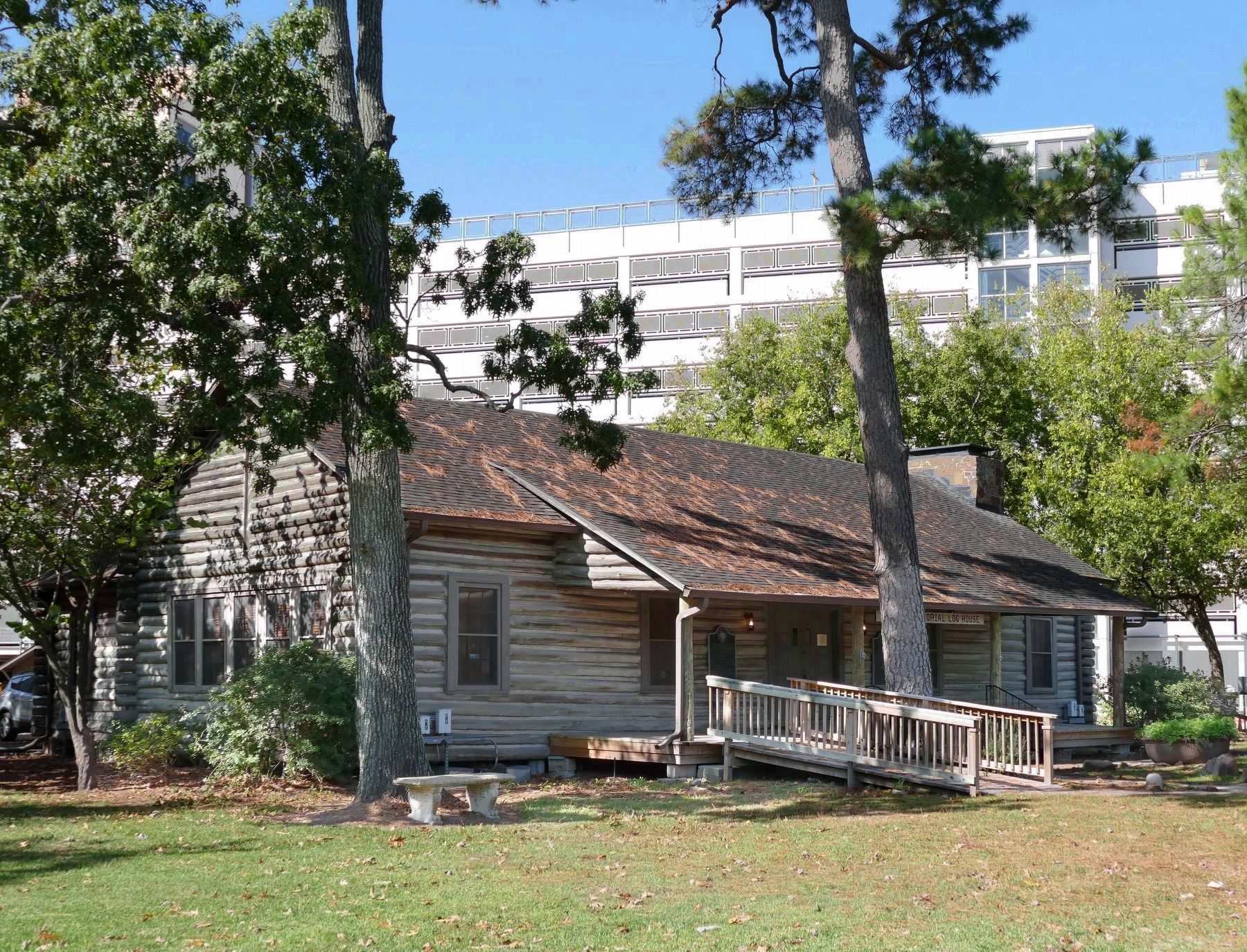 Pioneer Memorial Log House and Marker image. Click for full size.