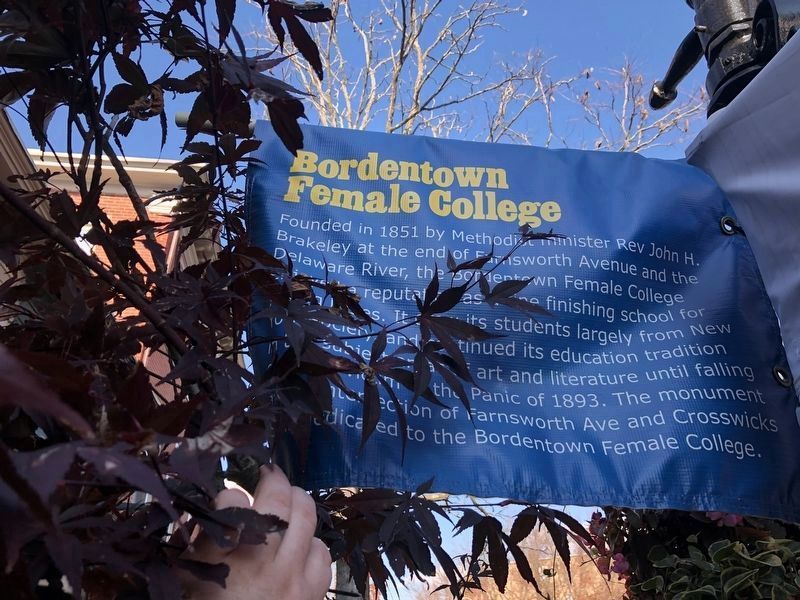 Bordentown Female College banner on display in Bordentown image. Click for full size.