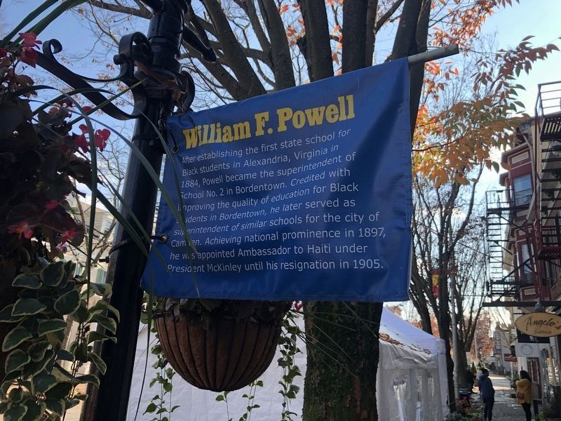 William F. Powell banner on display in Bordentown image. Click for full size.