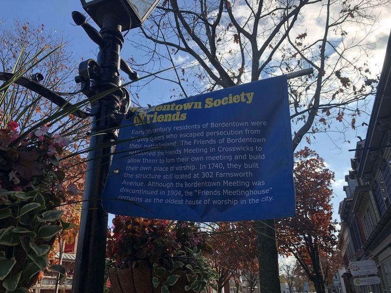 Bordentown Society of Friends banner on display in Bordentown image. Click for full size.