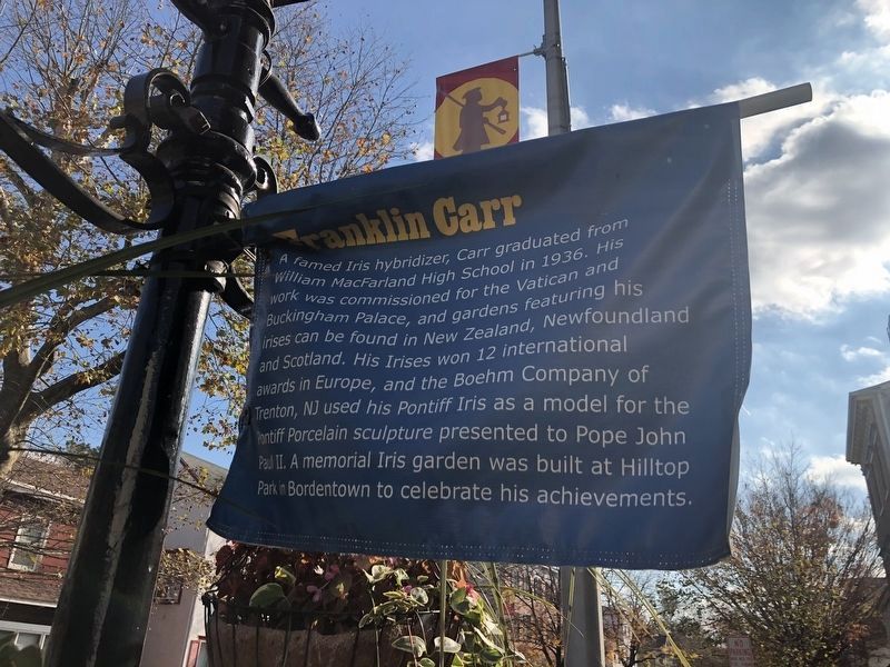 Franklin Carr banner on display in Bordentown image. Click for full size.