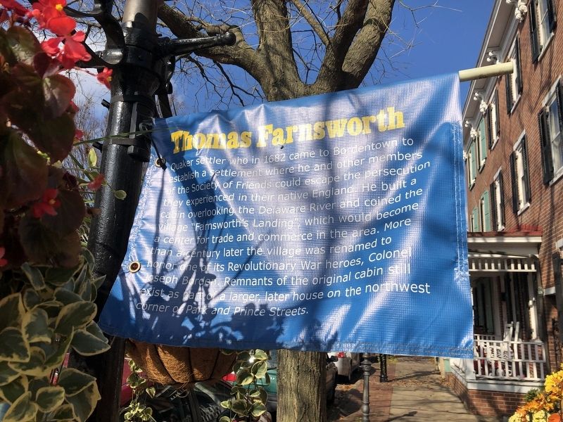 Thomas Farnsworth banner on display in Bordentown image. Click for full size.