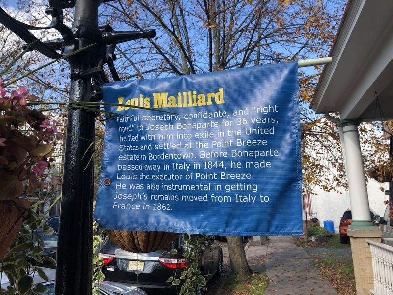 Louis Mailliard banner on display in Bordentown image. Click for full size.