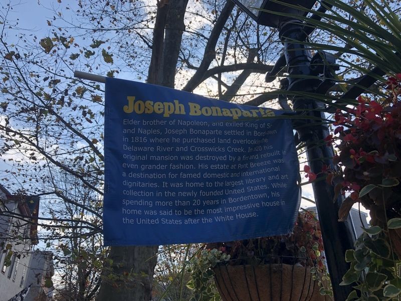 Joseph Bonaparte banner on display in Bordentown image. Click for full size.