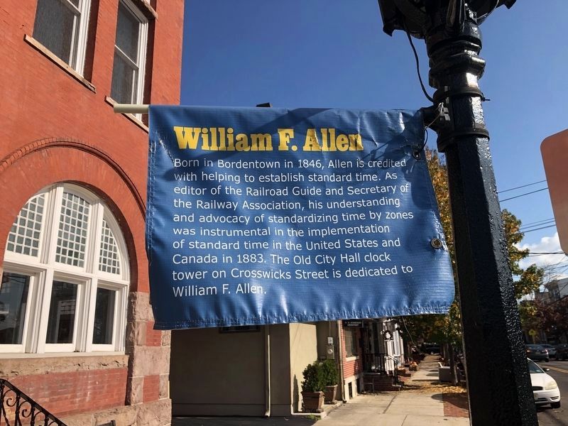 William F. Allen banner on display in Bordentown image. Click for full size.