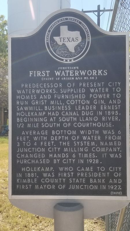 Junction's First Waterworks Marker image. Click for full size.