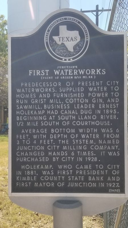 Junction's First Waterworks Marker. Click for full size. Junction's First Waterworks Marker image. Click for full size.