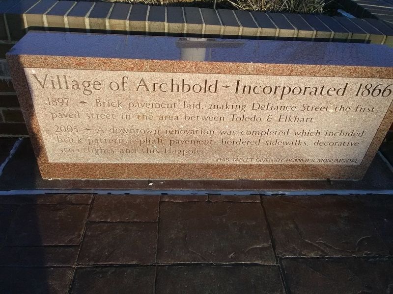 Village Of Archbold - Incorborated 1866 Marker image. Click for full size.