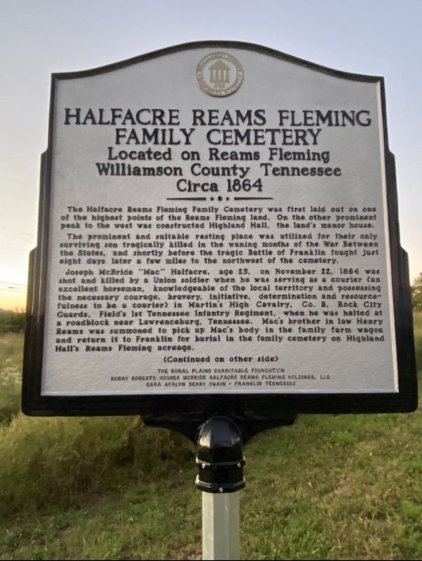 Halfacre Reams Fleming Family Cemetery Marker image. Click for full size.