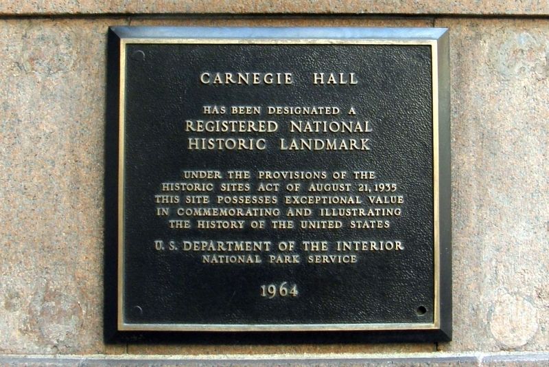 Carnegie Hall Marker image. Click for full size.