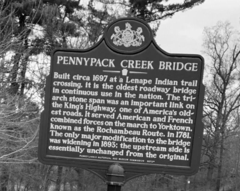 Pennypack Creek Bridge Marker - new location image. Click for more information.