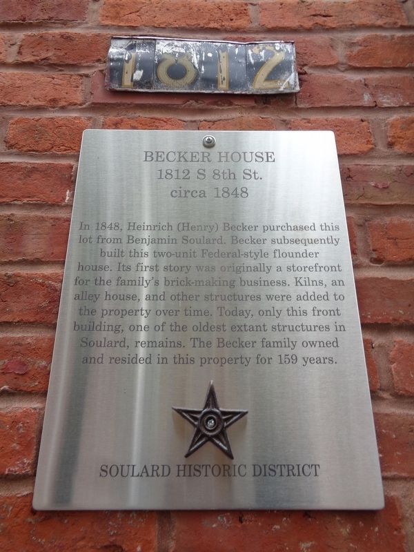 Becker House Marker image. Click for full size.