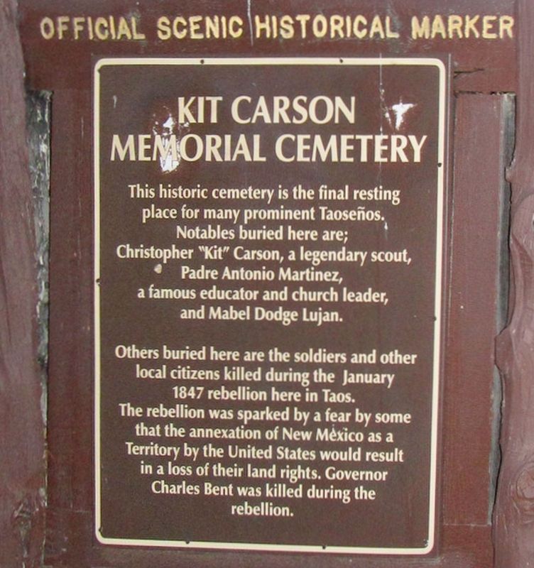 Kit Carson Memorial Cemetery Marker image. Click for full size.