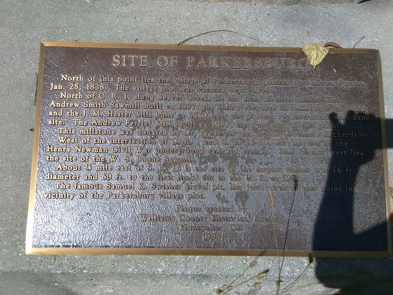 Site Of Parkersburg Marker image. Click for full size.