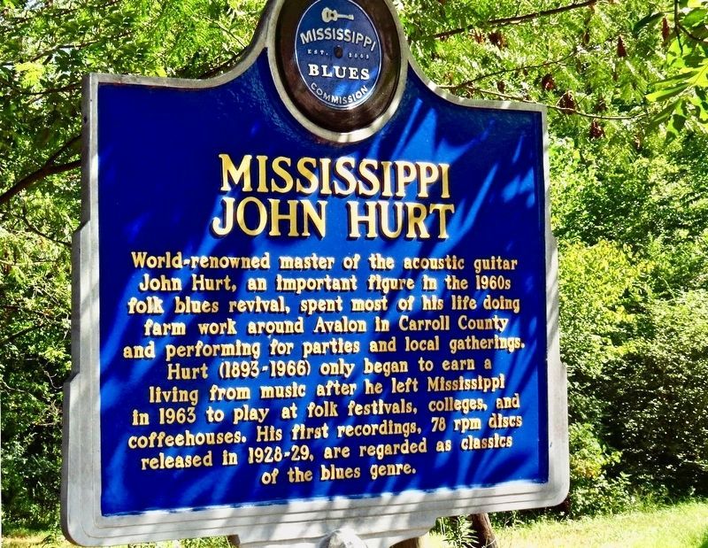 Mississippi John Hurt Marker (front) image. Click for full size.