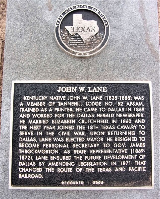 John W. Lane Marker image. Click for full size.
