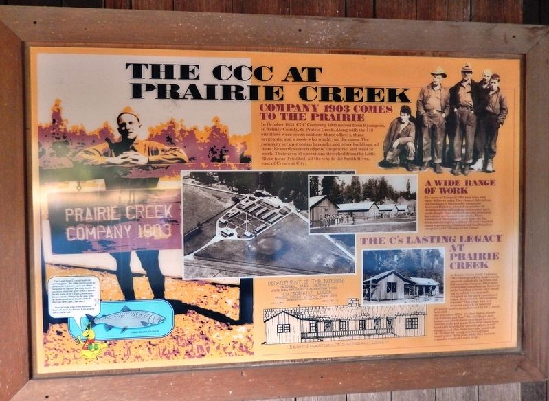 The CCC at Prairie Creek Marker image. Click for full size.