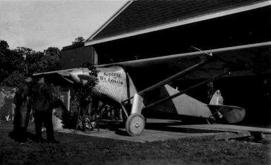 "Spirit of St. Louis" at DuPont Airfield, 1927 image. Click for full size.