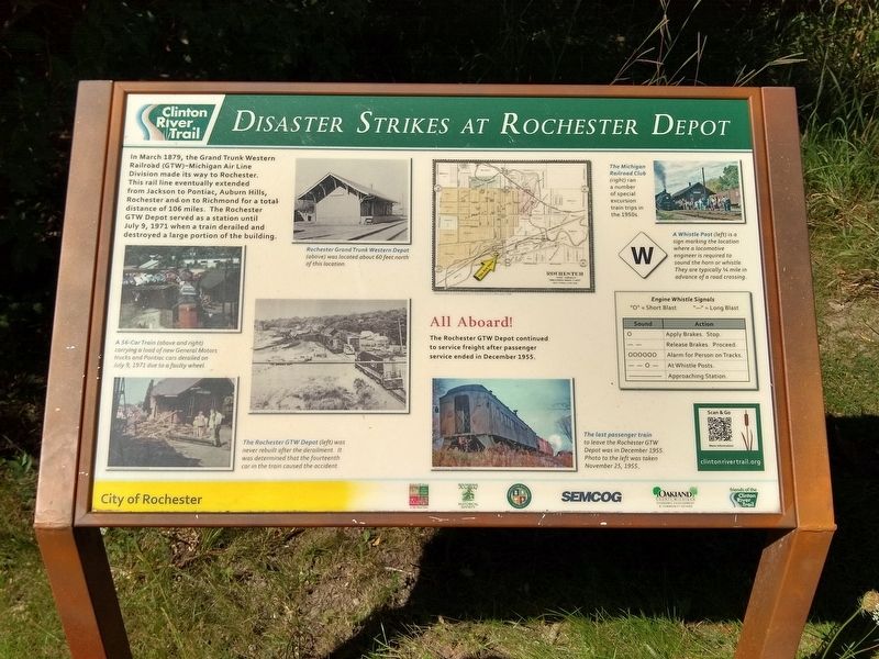 Disaster Strikes at Rochester Depot Marker image. Click for full size.