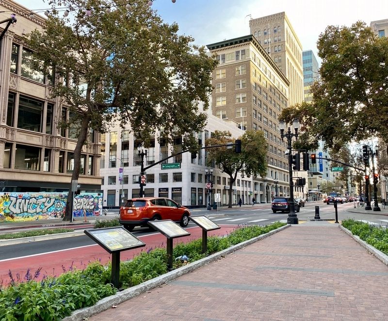 The Lathams Marker - wide view, looking south on Broadway image. Click for full size.