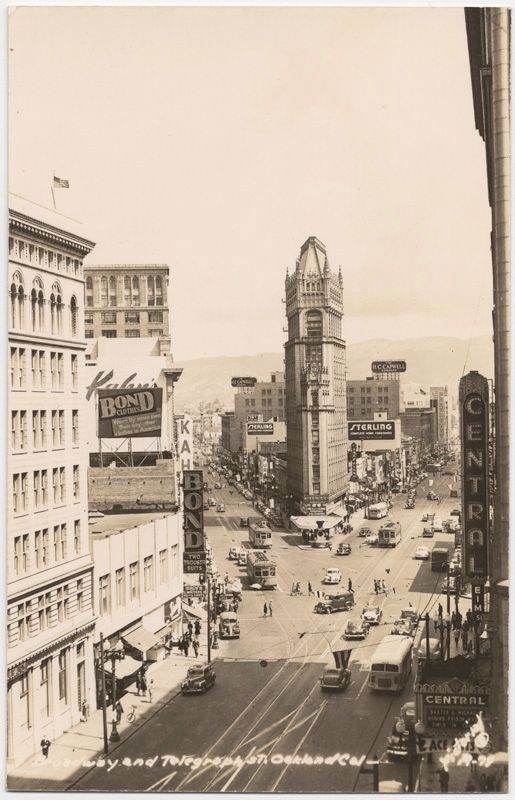 <i>Broadway and Telegraph St. Oakland Cal.</i> image. Click for full size.