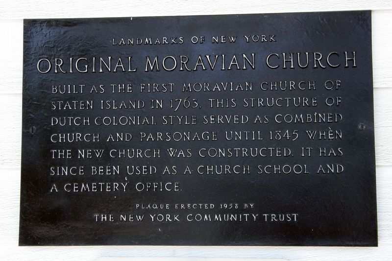 Original Moravian Church plaque. Click for full size. Original Moravian Church plaque image. Click for full size.