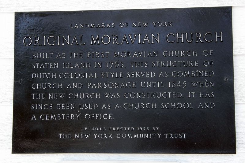 Original Moravian Church plaque image. Click for full size.