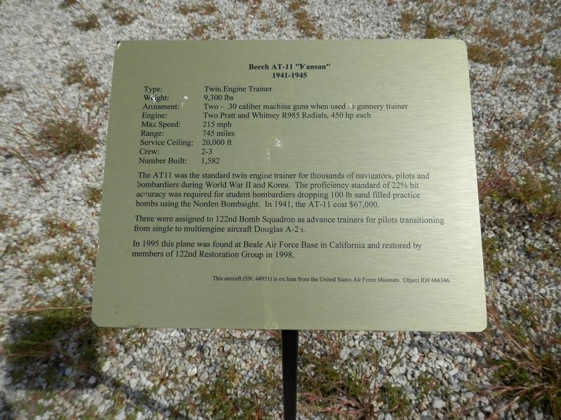Beech AT-11 "Kansan" Marker image. Click for full size.