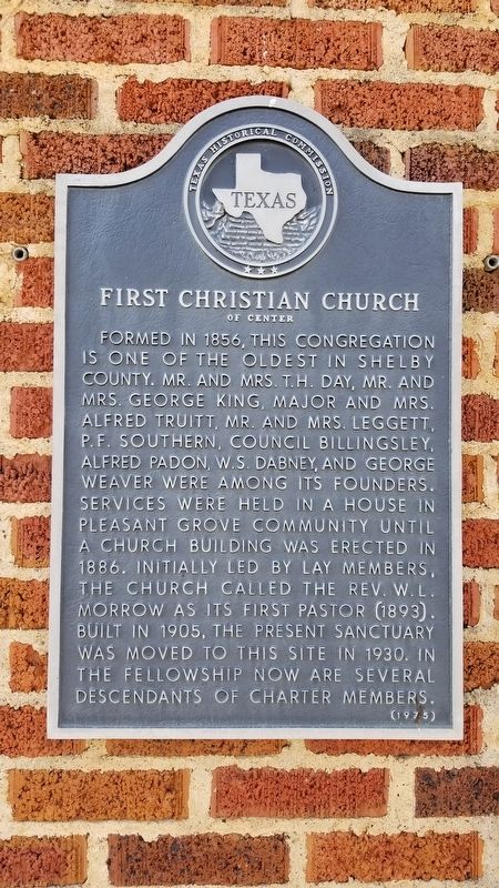 First Christian Church of Center Marker image. Click for full size.