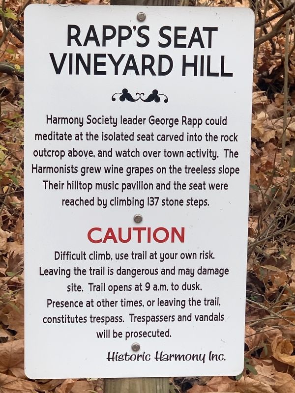 Rapp's Seat Vineyard Hill Marker image. Click for full size.