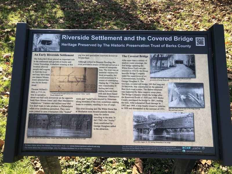 Riverside Settlement and the Covered Bridge Marker image. Click for full size.