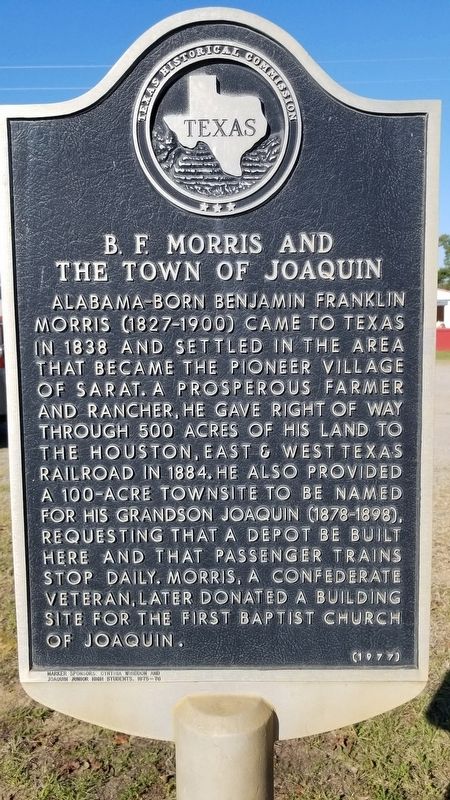 B. F. Morris and the Town of Joaquin Marker image. Click for full size.