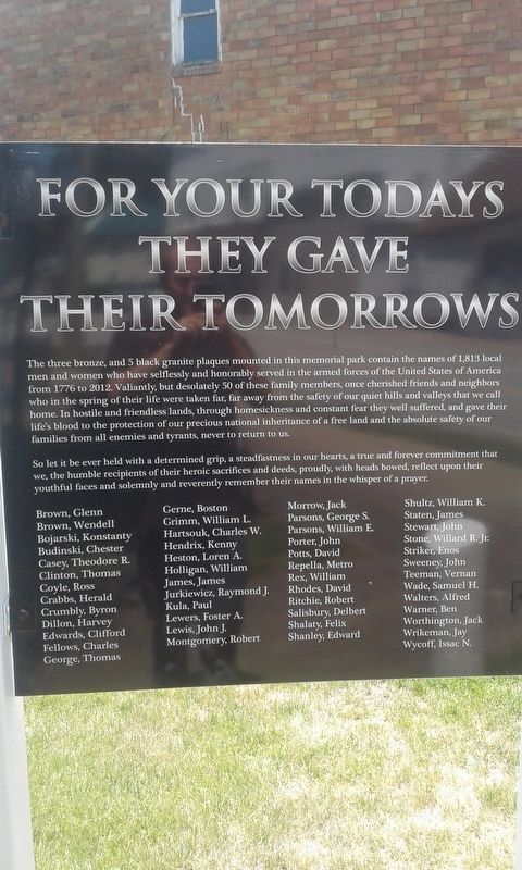 For Your Todays They Gave Their Tomorrow Marker image. Click for full size.