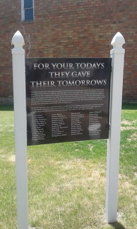For Your Todays They Gave Their Tomorrow Marker image. Click for full size.