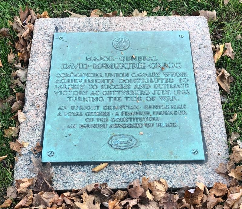 Major General David McMurtie Gregg Marker. Click for full size. Major General David McMurtie Gregg Marker image. Click for full size.