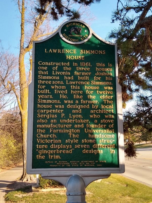 Lawrence Simmons House Marker image. Click for full size.