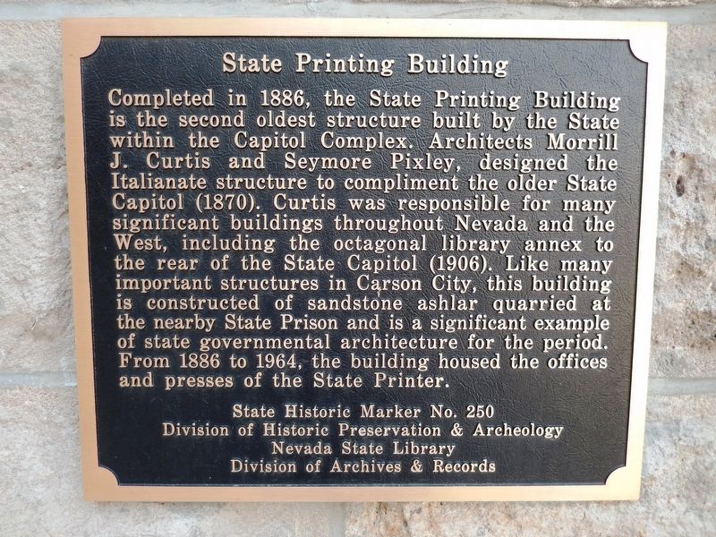 State Printing Building Marker image. Click for full size.