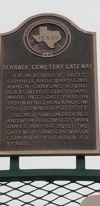 Terrace Cemetery Gateway Marker image. Click for full size.