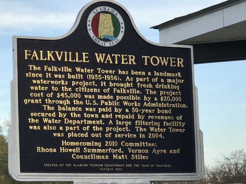 Falkville Water Tower Marker image. Click for full size.