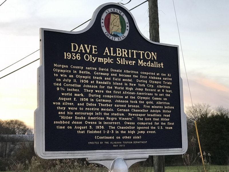 Dave Albritton (1936 Olympic Silver Medalist) Marker image. Click for full size.