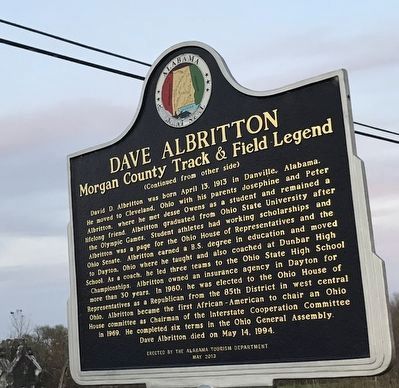 Dave Albritton (Morgan County Track & Field Legend) Marker image. Click for full size.