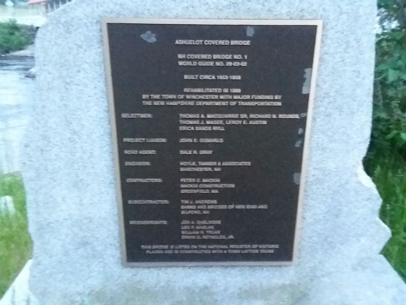 Ashuelot Covered Bridge Marker image. Click for full size.